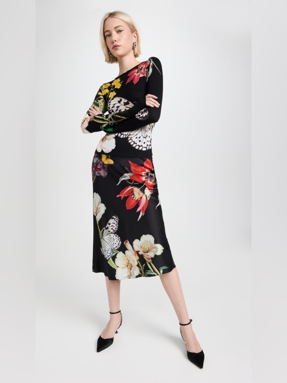ALICE + OLIVIA
Delora Floral Printed Midi Dress Size 4
